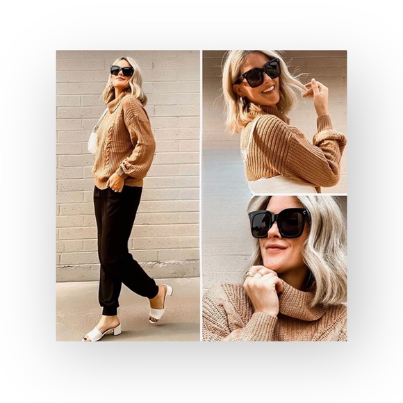 New Retro Oversized Square Sunglasses Sunnies ☻ Shiny Black ☻ Gradient Lenses ☻ - Picture 10 of 16